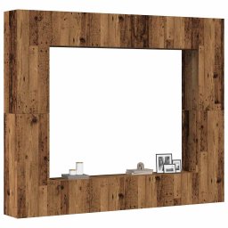Set dulap TV 8 piese montat pe perete lemn vechi lemn prelucrat GartenMobel Dekor