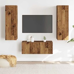 Dulapuri TV montate pe perete 3 buc Lemn vechi lemn prelucrat GartenMobel Dekor
