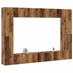 Set dulap TV 8 piese montat pe perete lemn vechi lemn prelucrat GartenMobel Dekor