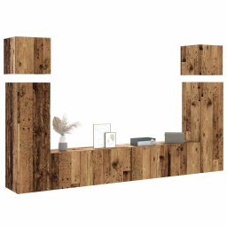 Set dulap TV 8 piese montat pe perete lemn vechi lemn prelucrat GartenMobel Dekor