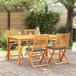 Scaun pliant 4 pcs Gri 49 x 57.5 x 92cm Lemn masiv de acacia GartenMobel Dekor