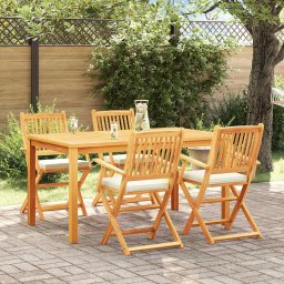 Scaun pliant 4 pcs Alb 49 x 57.5 x 92cm Lemn masiv de acacia GartenMobel Dekor