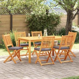 Scaun pliant 6 pcs Gri 49 x 57.5 x 92cm Lemn masiv de acacia GartenMobel Dekor