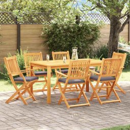 Scaun pliant 6 pcs Gri 49 x 57.5 x 92cm Lemn masiv de acacia GartenMobel Dekor