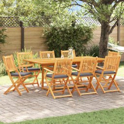 Scaun pliant 8 pcs Gri 49 x 57.5 x 92cm Lemn masiv de acacia GartenMobel Dekor