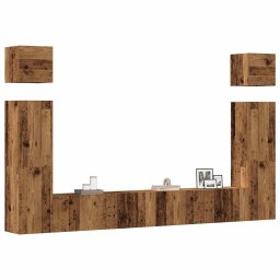 Set dulap TV 6 piese montat pe perete lemn vechi lemn prelucrat GartenMobel Dekor