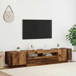 Dulap TV cu lumini LED lemn vechi 200x35x40 cm lemn prelucrat GartenMobel Dekor