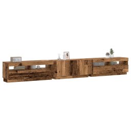 Dulap TV cu lumini LED lemn vechi 300x35x40 cm lemn prelucrat GartenMobel Dekor