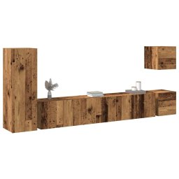 Set dulap TV 5 piese montat pe perete lemn vechi lemn prelucrat GartenMobel Dekor