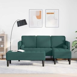 Set de canapea cu perna 2 pcs Verde închis Poliester GartenMobel Dekor