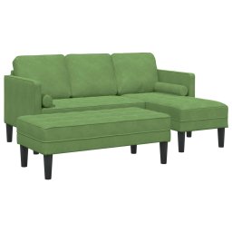 Set de canapea cu perna 2 pcs Verde deschis Poliester GartenMobel Dekor