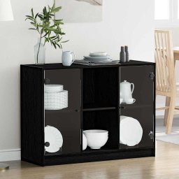 Bufet Stejar Negru 100 x 37 x 75.5 cm GartenMobel Dekor