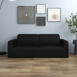 Husa elastica pentru canapea cu 2 locuri negru poliester jerseu GartenMobel Dekor