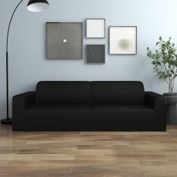 Husa elastica pentru canapea cu 3 locuri poliester jersey negru GartenMobel Dekor