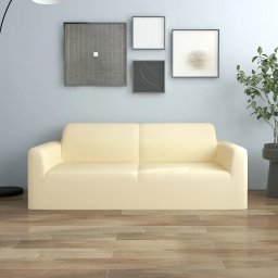 Husa elastica pentru canapea cu 2 locuri poliester jersey crem GartenMobel Dekor