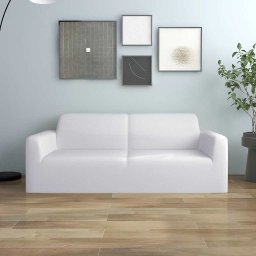Husa elastica pentru canapea cu 2 locuri poliester jersey alb GartenMobel Dekor