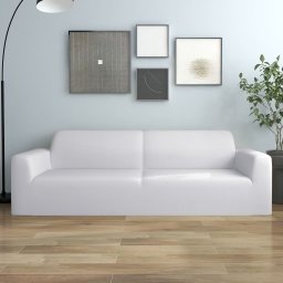 Husa elastica pentru canapea cu 3 locuri poliester jersey alb GartenMobel Dekor