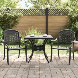 Set masa de gradina 3 pcs Negru Aluminiu turnat GartenMobel Dekor