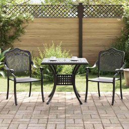 Set masa de gradina 3 pcs Negru Aluminiu turnat GartenMobel Dekor