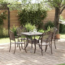 Set masa de gradina 5 pcs Bronz Aluminiu turnat GartenMobel Dekor