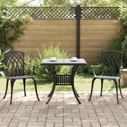 Set masa de gradina 3 pcs Negru Aluminiu turnat GartenMobel Dekor