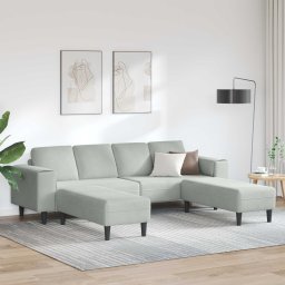 Canapea pentru living 3 pcs Gri deschis 250 x 188 x 76 cm GartenMobel Dekor