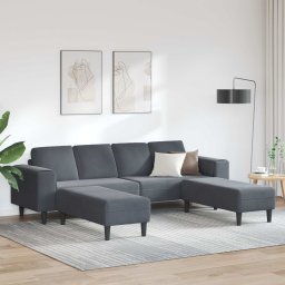 Canapea pentru living 3 pcs Gri închis 250 x 188 x 76 cm GartenMobel Dekor