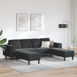Canapea pentru living 3 pcs Negru 250 x 188 x 76 cm GartenMobel Dekor