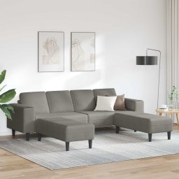 Canapea Gri deschis 250 x 188 x 76 cm Tesatura din corduroy GartenMobel Dekor