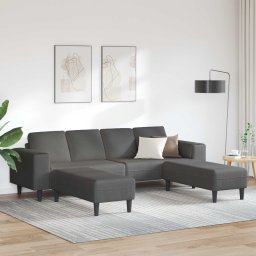 Canapea Gri închis 250 x 188 x 76 cm Tesatura din corduroy GartenMobel Dekor