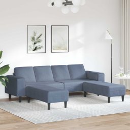 Canapea albastru 250 x 188 x 76 cm Tesatura din corduroy GartenMobel Dekor