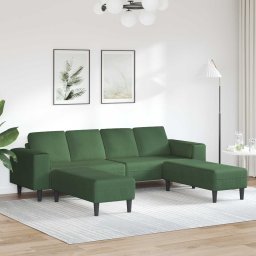 Canapea Verde închis 250 x 188 x 76 cm Tesatura din corduroy GartenMobel Dekor