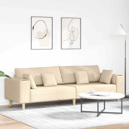 Canapea cu perna Crem 250 x 77 x 76 cm tesatura GartenMobel Dekor