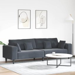 Canapea Gri închis 250 x 77 x 76 cm Catifea GartenMobel Dekor
