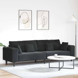 Canapea Negru 250 x 77 x 76 cm Catifea GartenMobel Dekor