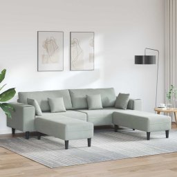 Canapea 3 pcs Gri deschis 250 x 188 x 76 cm Catifea GartenMobel Dekor