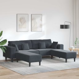 Canapea 3 pcs Gri închis 250 x 188 x 76 cm Catifea GartenMobel Dekor