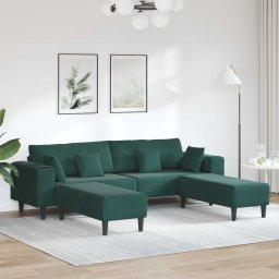 Canapea 3 pcs Verde închis 250 x 188 x 76 cm Catifea GartenMobel Dekor
