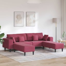 Canapea 3 pcs Rosu Vin 250 x 188 x 76 cm Catifea GartenMobel Dekor