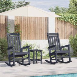 Scaun balansoar 3 pcs Bleumarin Polietilena GartenMobel Dekor