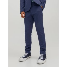 Jack & Jones Pantaloni costum baieti, SOLAR, cu talie medie si croiala Super Slim Fit, Bleumarin (SELECTATI MARIMEA: 134 cm)