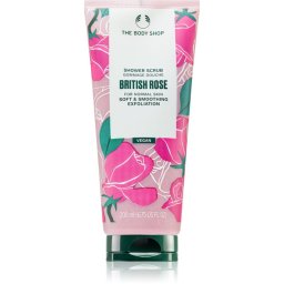 The Body Shop British Rose Shower Scrub exfoliant delicat pentru corp cu aromă de trandafiri 200 ml