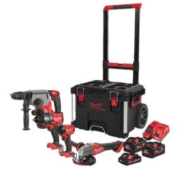 Kit profesional M18, 4 scule, 3 acumulatori M18, 1 incarcator M12-M18FC si 1 cutie depozitare - Milwaukee