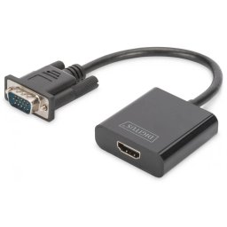 DIGITUS VGA/D-Sub HDMI + Jack Convertor Negru 15cm DA-70473