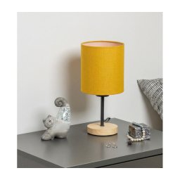BRILAGI - Lampă de masă NUBILA WOOD 1xE27/25W/230V stejar/negru/galben