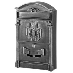 Cutie postala din aluminiu antichizat, 26x9x41 cm, antique silver