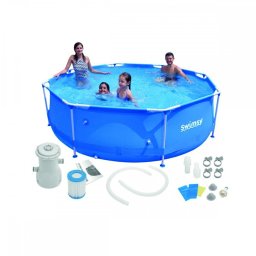 Piscina de gradina Mirpol cu cadru metalic 450x90 cm, pompa filtrare si accesorii