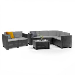 Set mobilier gradina coltar Leziter City Big, 7 locuri, grafit