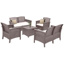 Set mobilier de gradina Leziter Venus Big, 6 locuri, cappuccino
