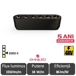 OMNILED LUPA Proiector liniar șina magnetică ultra slim XT 18W 3000K Negru